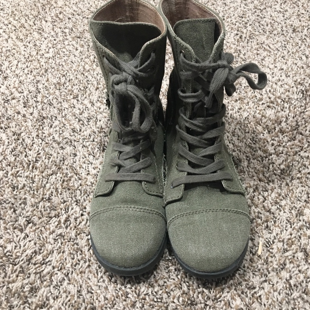 Army green combat boots